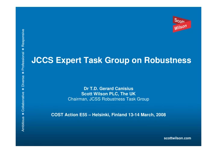 jccs expert task group on robustness