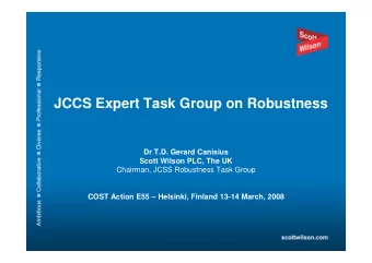JCCS Expert Task Group on Robustness  Dr T.D. Gerard Canisius  Scott Wilson PLC, The UK  Chairman,