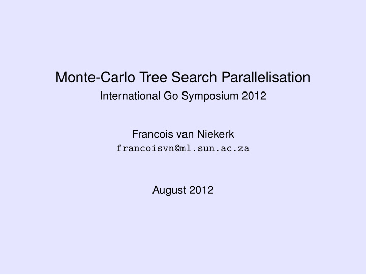 monte carlo tree search parallelisation