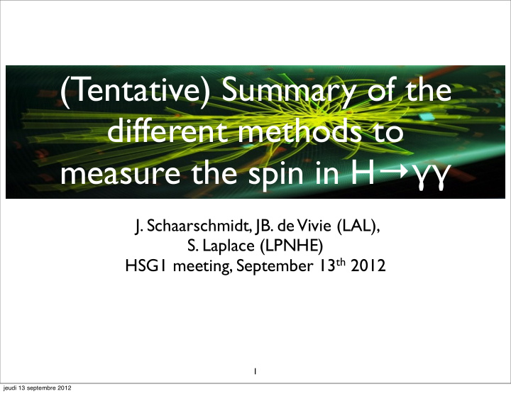 tentative summary of the different methods to measure the
