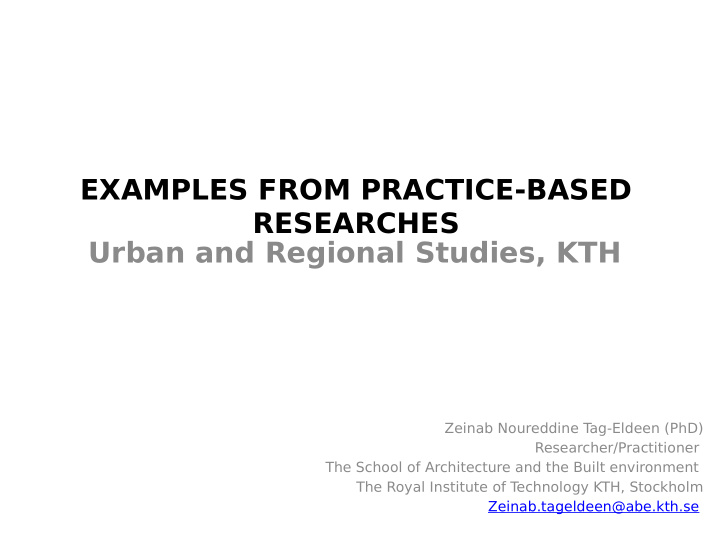 urban and regional studies kth