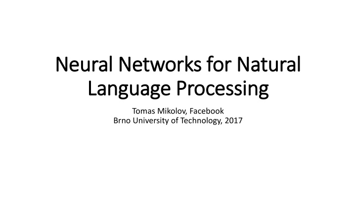 neural networks for natural language processing