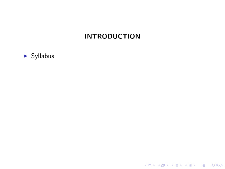 introduction i syllabus introduction i syllabus i why