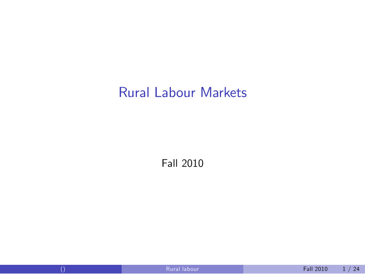 rural labour markets