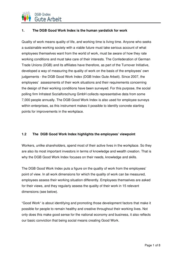1 the dgb good work index is the human yardstick for work