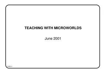 TEACHING WITH MICROWORLDS  June 2001  SGM3/4.1  WORKED TEACHING EXAMPLE  People Express  SGM3/4.2