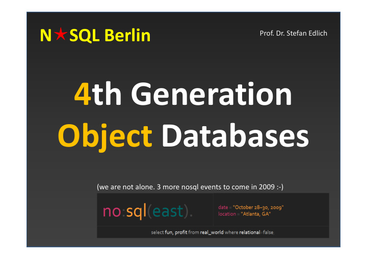 4th generation 4th generation obj object databases t d t b