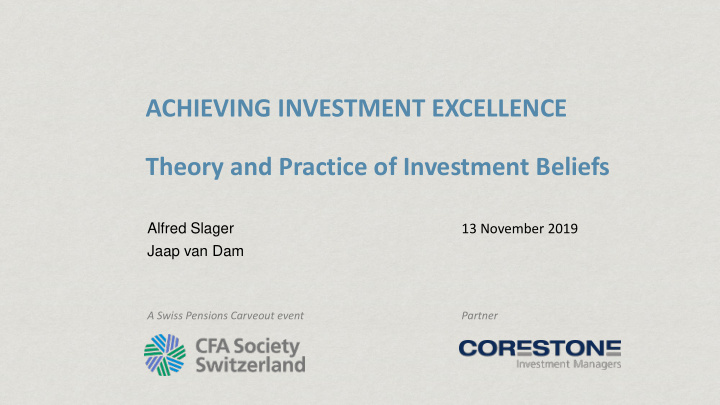 achieving investment excellence theory and practice of