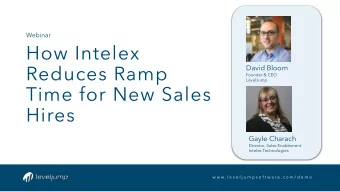 How Intelex  Reduces Ramp  David Bloom  Founder &amp; CEO  LevelJump  Time for New Sales  Hires