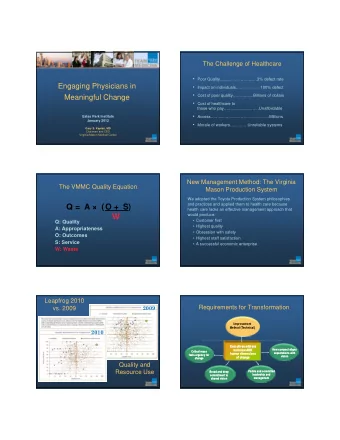 Q =  A  (O +  S)  health care lacks an effective management approach that  W  would produce: