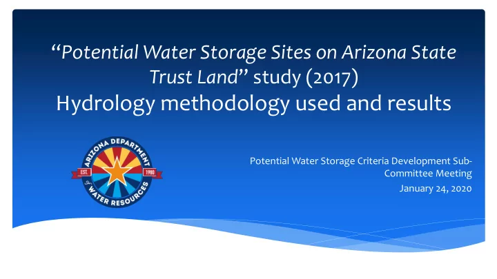 hydrology methodology used and results