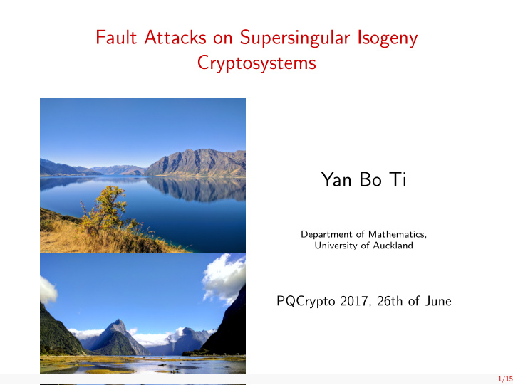fault attacks on supersingular isogeny cryptosystems yan