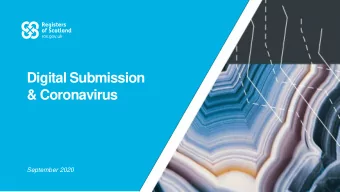 Digital Submission  &amp; Coronavirus  September 2020  Impact on Land Registration  Closure of