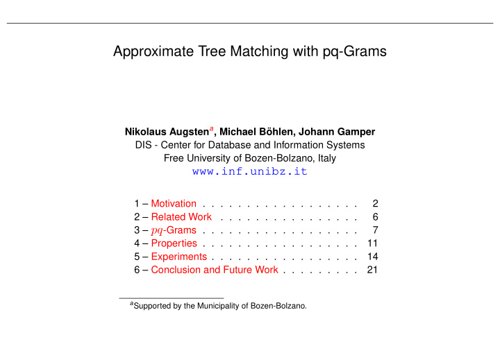 approximate tree matching with pq grams