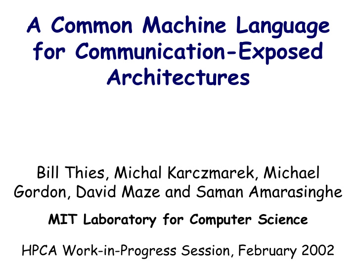 a common machine language for communication exposed