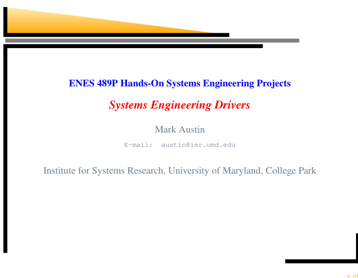 systems engineering drivers
