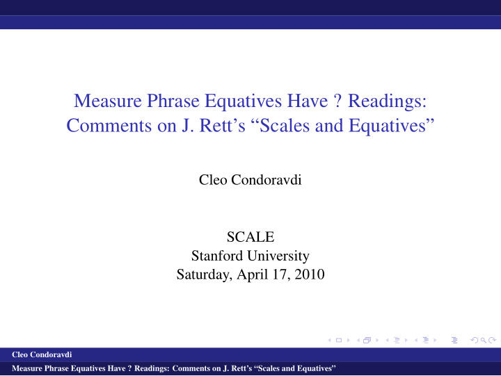 measure phrase equatives have readings comments on j rett