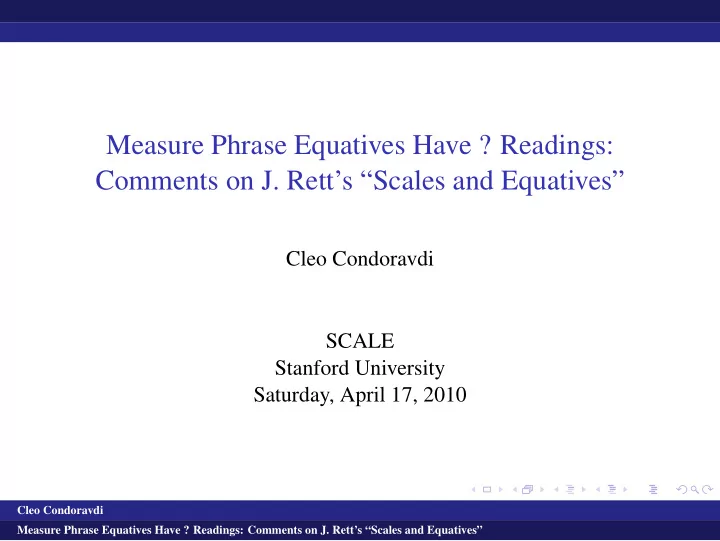 measure phrase equatives have readings comments on j rett