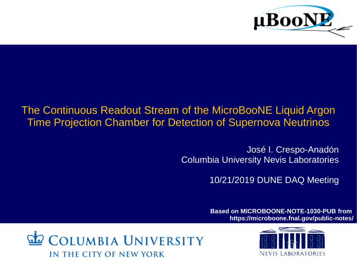 the continuous readout stream of the microboone liquid