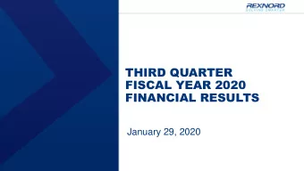 FINANCIAL RESULTS  January 29, 2020  CAUTIONARY STATEMENT UNDER THE  PRIVATE SECURITIES LITIGATION
