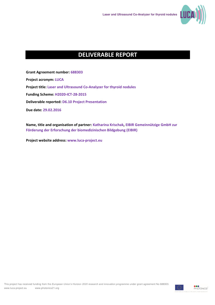 deliverable report