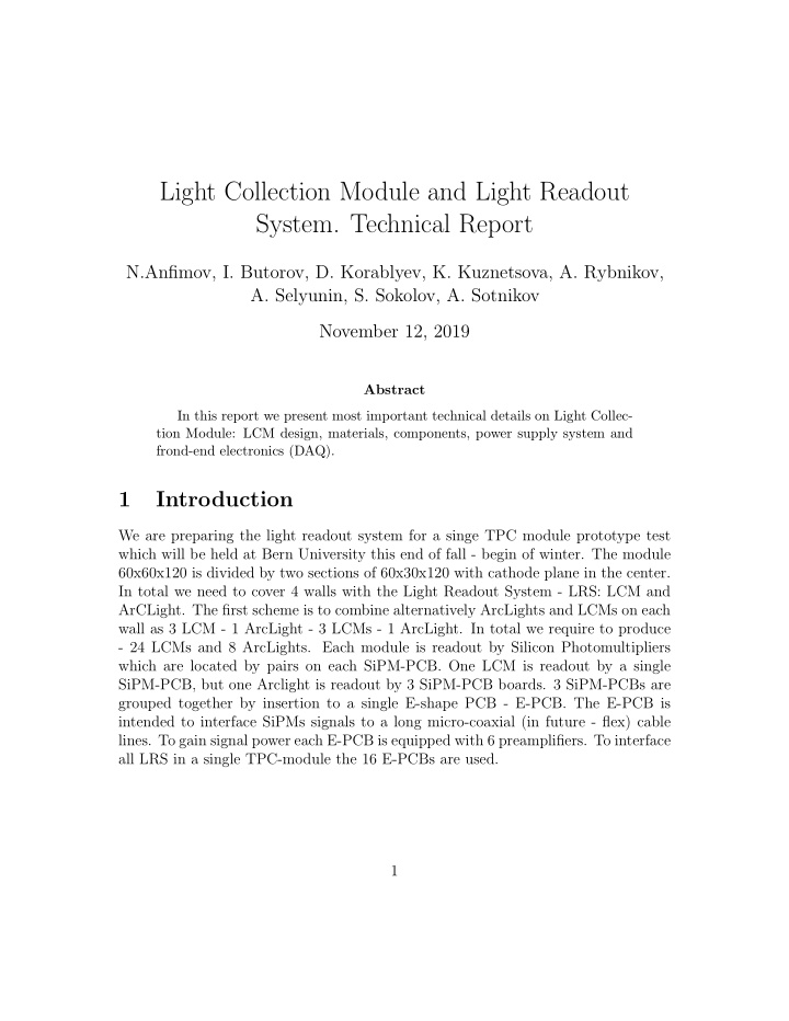 light collection module and light readout system