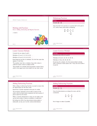 Multiplying Fractions  MPM1D: Principles of Mathematics  Recap Evaluate 12 25  15 32 .  Since the