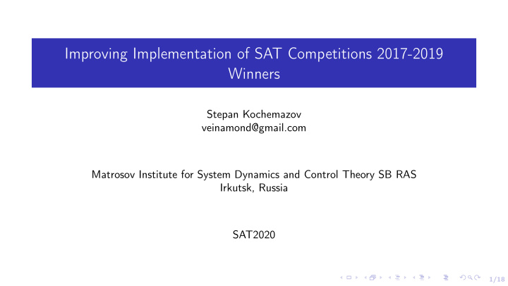 improving implementation of sat competitions 2017 2019