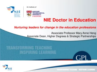 NIE Doctor in Education  Nurturing leaders for change in the education professions  Associate