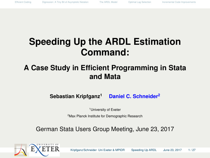 speeding up the ardl estimation command