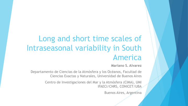 intraseasonal variability in south
