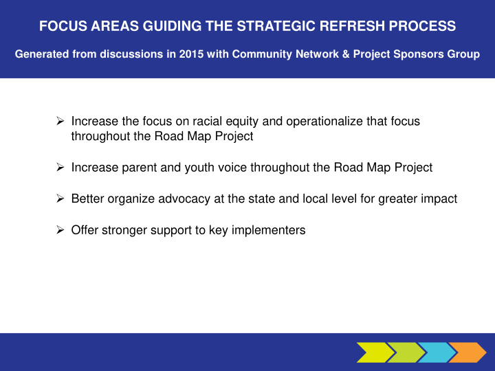 focus areas guiding the strategic refresh process