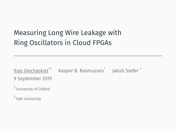 measuring long wire leakage with ring oscillators in
