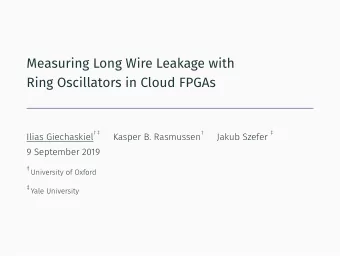 Measuring Long Wire Leakage with  Ring Oscillators in Cloud FPGAs  Ilias Giechaskiel  Kasper B.