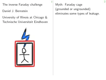 The inverse Faraday challenge  Myth: Faraday cage  (grounded or ungrounded)  Daniel J. Bernstein