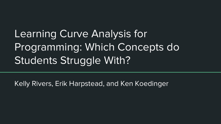 learning curve analysis for programming which concepts do