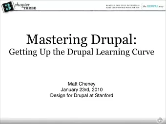 Mastering Drupal:  Getting Up the Drupal Learning Curve  Matt Cheney  January 23rd, 2010  Design