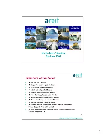 Members of the Panel    Mr Lew Syn Pau, Chairman    Mr Gregory Goodman, Deputy Chairman