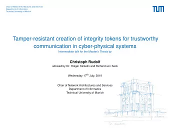 Tamper-resistant creation of integrity tokens for trustworthy  communication in cyber-physical