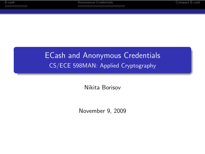 ecash and anonymous credentials