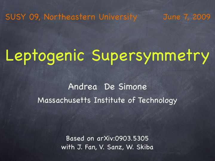 leptogenic supersymmetry