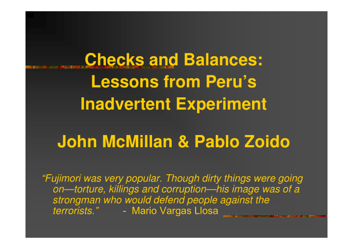 checks and balances lessons from peru s inadvertent