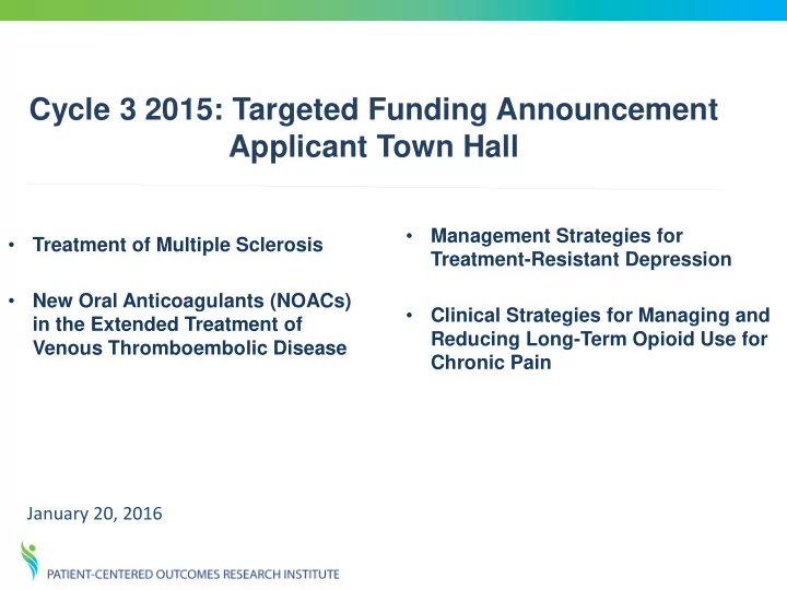cycle 3 2015 targeted funding announcement applicant town