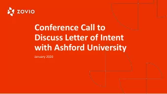 Conference Call to  Discuss Letter of Intent  with Ashford University  January 2020