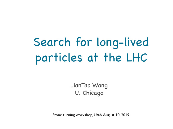 search for long lived particles at the lhc