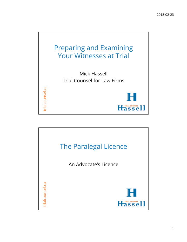preparing and examining your witnesses at trial