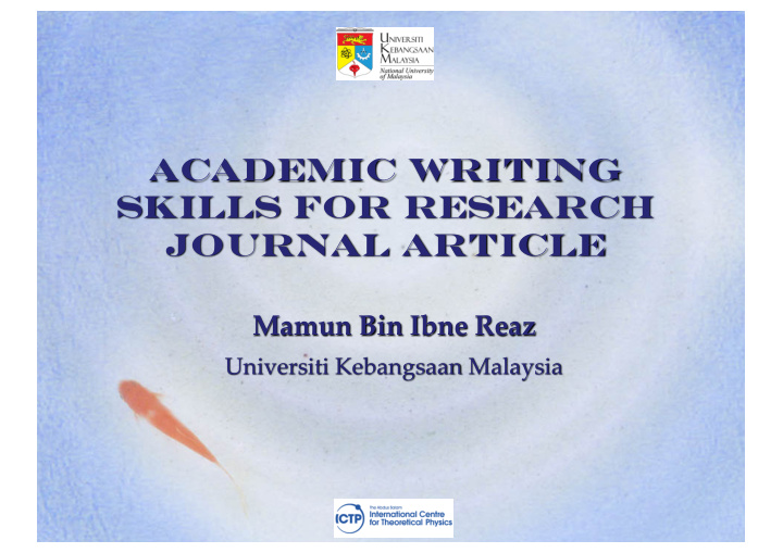 academic writing skills for research journal article