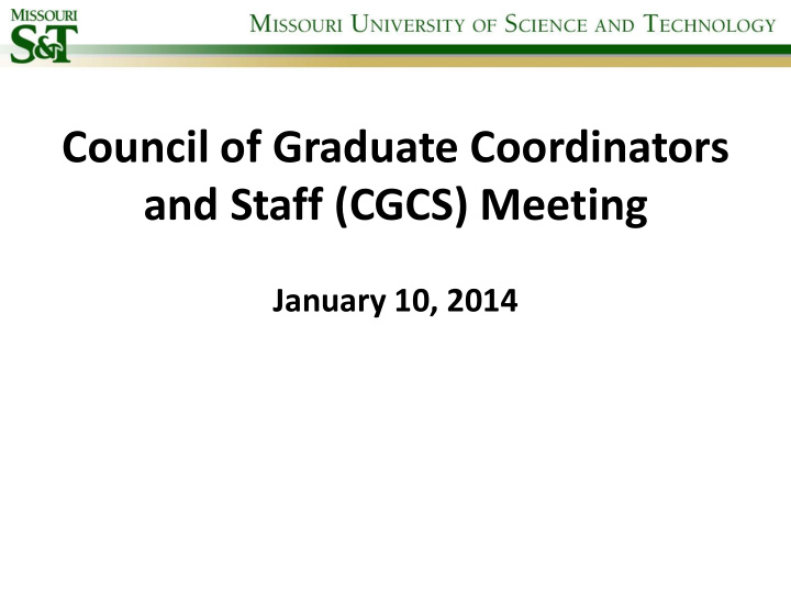 council of graduate coordinators and staff cgcs meeting