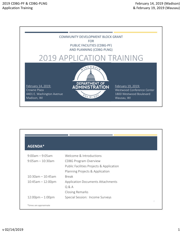 2019 application training