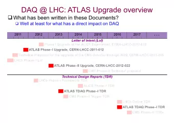DAQ @ LHC: ATLAS Upgrade overview q What has been written in these Documents? q Well at least